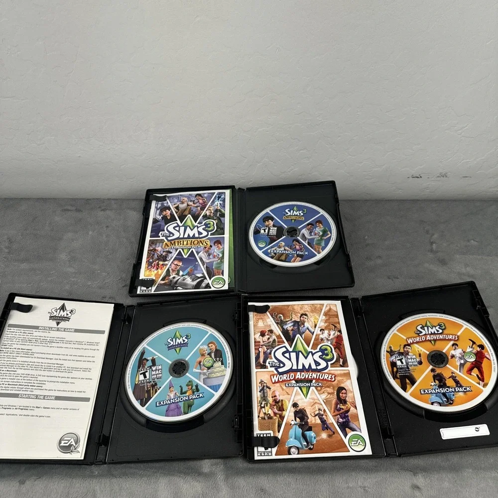 Lot of 3‎ Sims 3 Expansion Packs Generations, Ambitions & World Adventures PC
